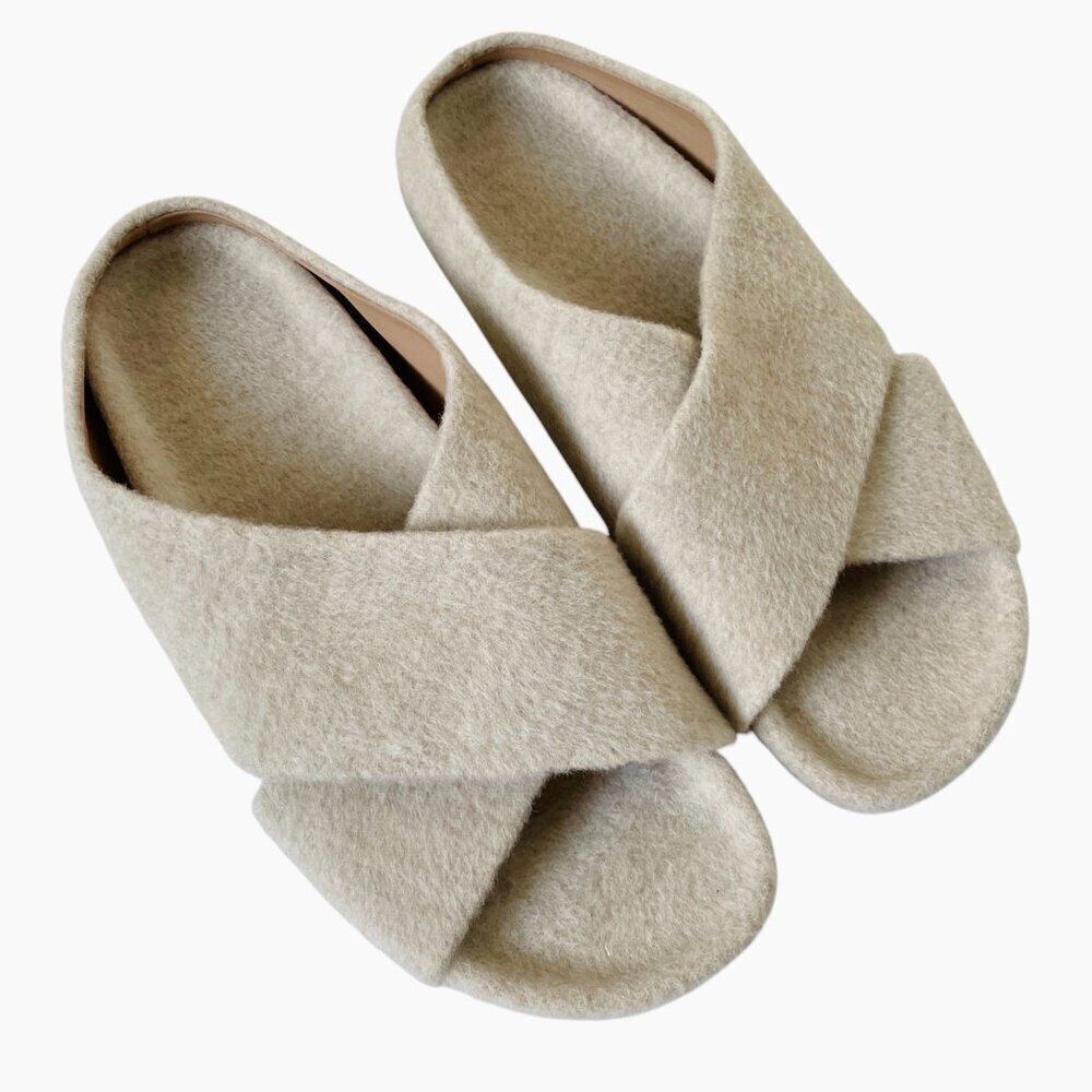 Lauren Manoogian Alpaca Criss Cross Slide Sandals - Picture 2 of 13